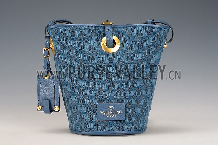 Valentino Viva Valentino Fabric Bucket Bag Blue