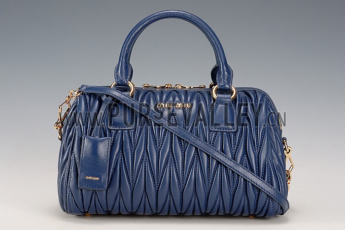 Miu Miu Matelasse Top Handle Large Dark Blue