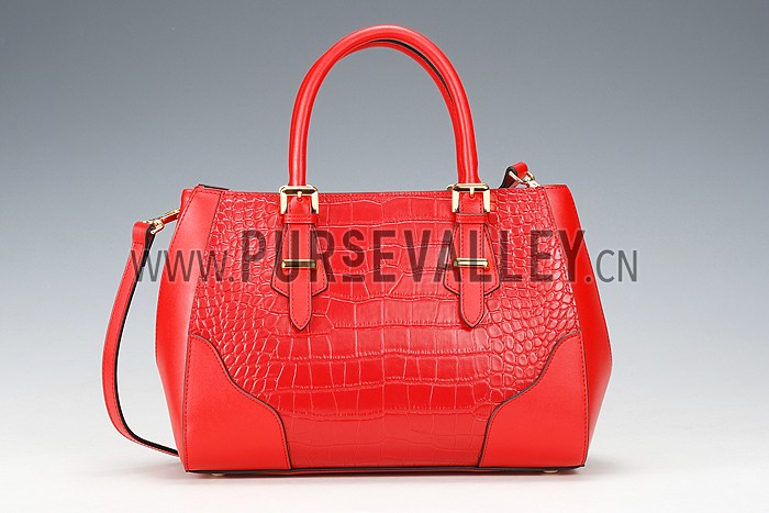 Prada Crocodile Leather Shoulder Bag Red