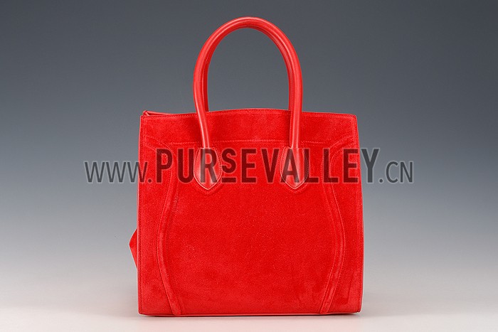 Celine Phantom Luggage Suede Leather Red