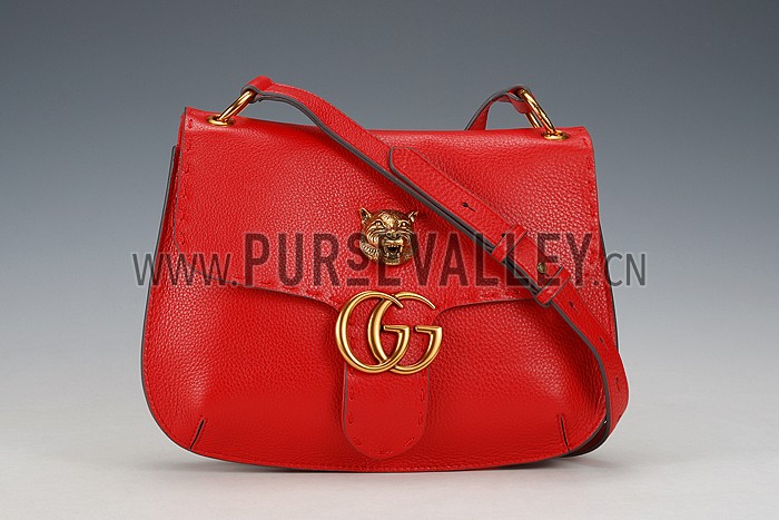 Gucci Marmont Leather Shoulder Bag Red
