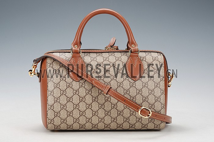 Gucci Boston Supreme Canvas Shoulder Bag Brown