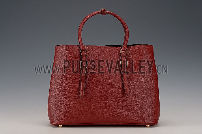 Prada Double Tote Dark Red