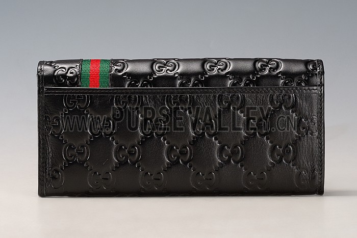 Gucci Signature Black Wallet With Web Detail