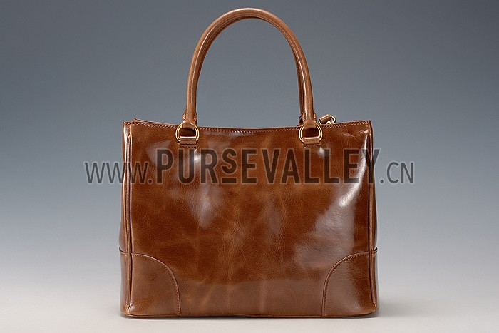 Prada Classic Patent Leather Satchel Brown