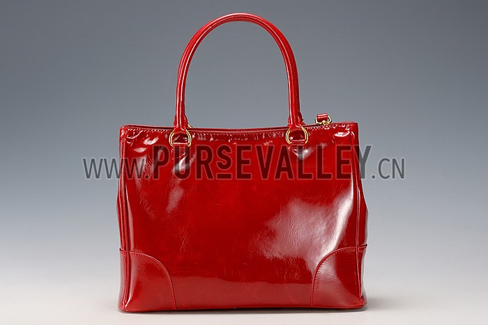 Prada Classic Patent Leather Satchel Red