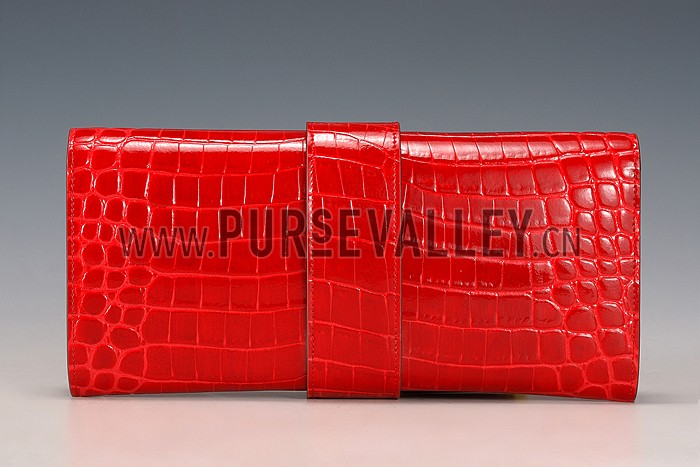 Hermes Medor Crocodile Leather Red Clutch 18926683