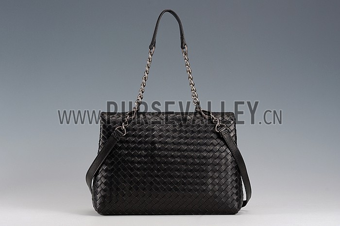 Bottega Veneta Nero Intrecciato Nappa Olimpia Bag