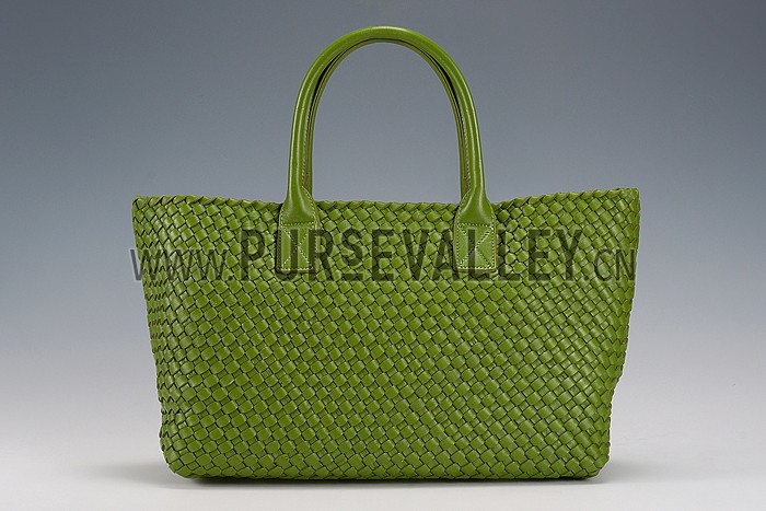 Bottega Veneta Woven Ostrich Large Tote Green
