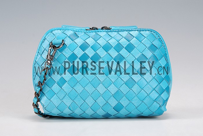 Bottega Veneta Small Shoulder Leather Chain Turcoise Bag