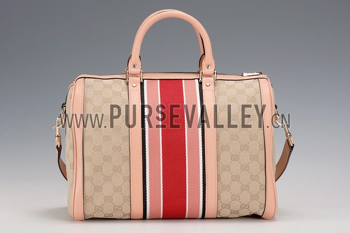 Gucci Vintage Web Boston Bag Peach