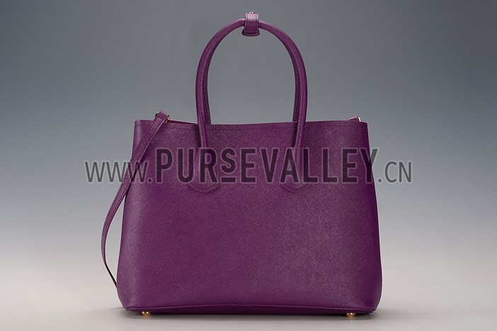 Prada Saffiano Double Tote Purple