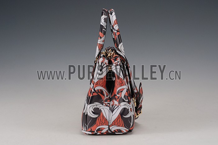 Prada Saffiano Beige Lily Motif Tote