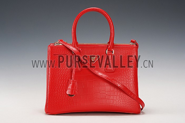 Prada Saffiano Crocodile Leather Red Bag