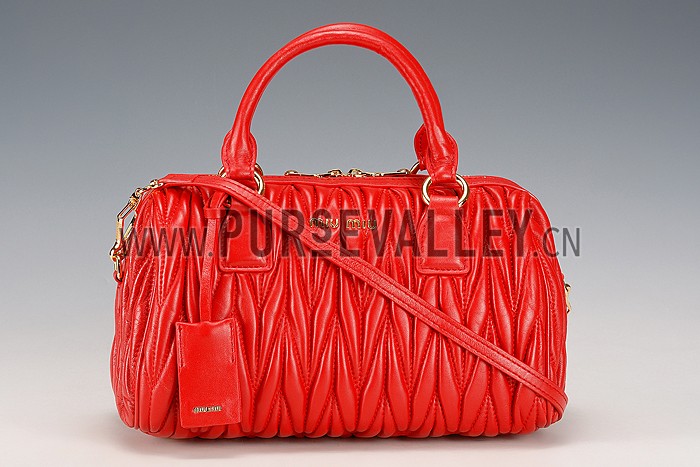 Miu Miu Matelasse Top Handle Large Red