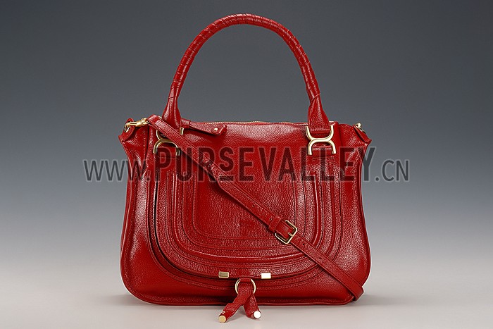 Chloe Marcie Satchel Crossbody Bag Dark Red