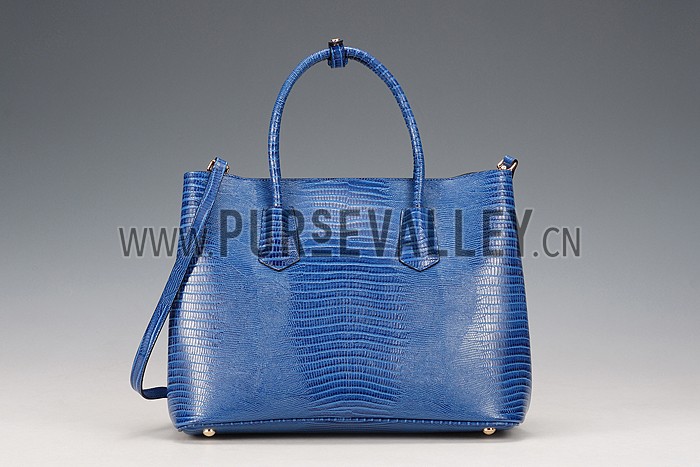 Prada Double Tote Crocodile Leather Bag Blue