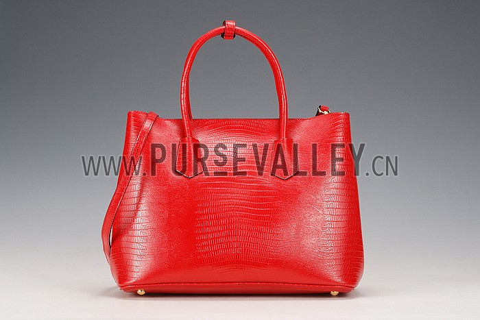 Prada Double Tote Crocodile Leather Bag Red