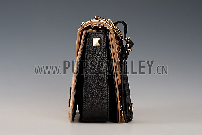 Valentino Viva Valentino Fabric B-Rockstud Bag Tan