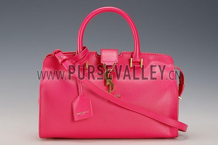 Saint Laurent Monogram Cabas Small Leather Bag Fuchsia