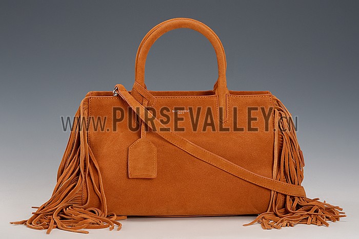 Saint Laurent Rive Gauche Small Fringed Suede Bag Tan