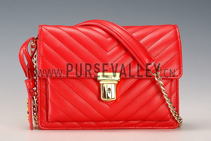 Saint Laurent High School Matelasse Medium Bag Red