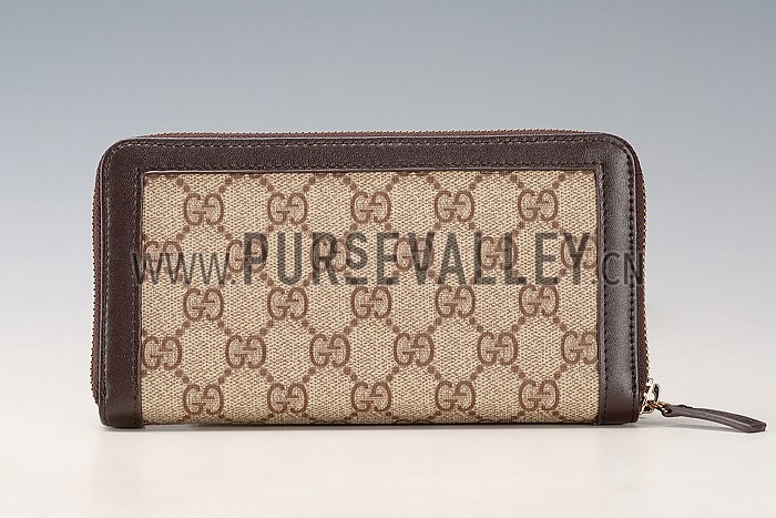 Gucci Supreme Canvas Wallet With Brown Leather Trim