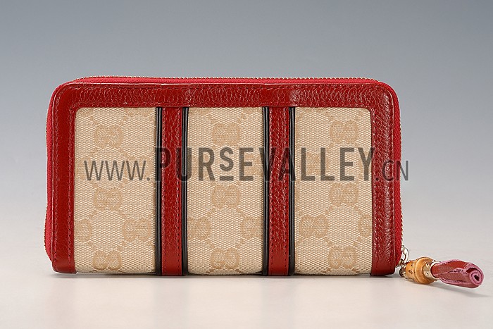 Gucci Vintage Web GG Canvas Wallet Red