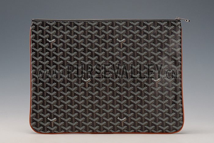 Goyard Large Pouch Black And Tan Leather Trim