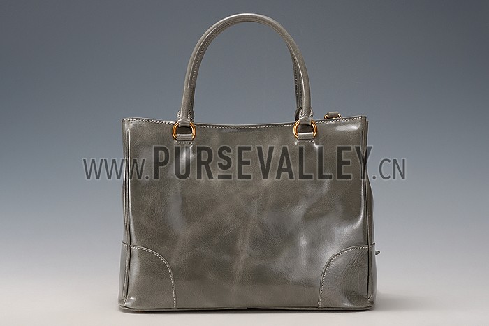 Prada Classic Patent Leather Satchel Grey