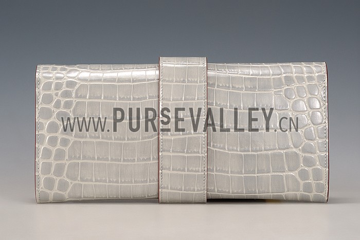 Hermes Medor Crocodile Leather Grey Clutch 18926679