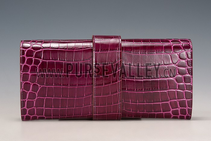 Hermes Medor Crocodile Leather Plum Clutch 18926682