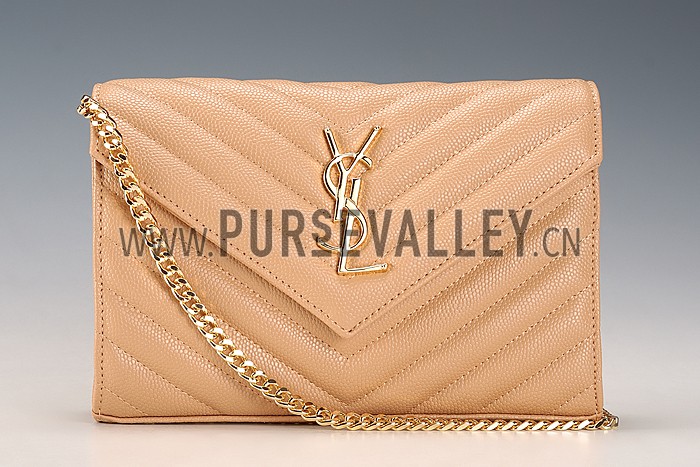 Saint Laurent Monogram Wallet On Chain Light Brown