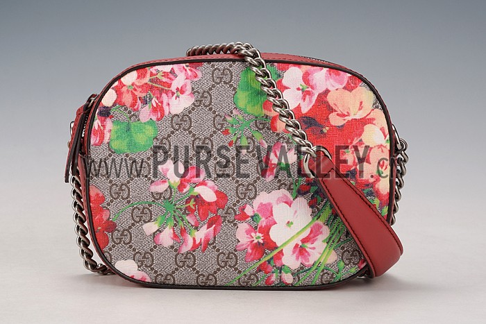 Gucci Blooms GG Supreme Canvas Mini Chain Bag Red