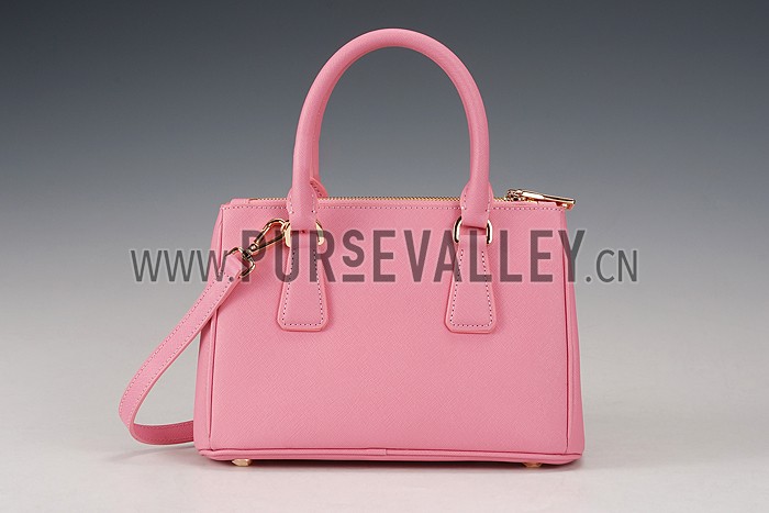 Prada Saffiano Mini Double Zip Tote Dark Pink