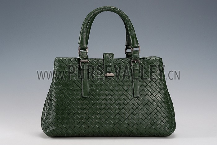 Bottega Veneta Intrecciato Nappa Top Large Handle Green Bag