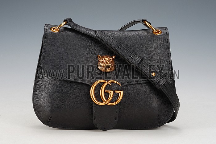 Gucci Marmont Leather Shoulder Bag Black