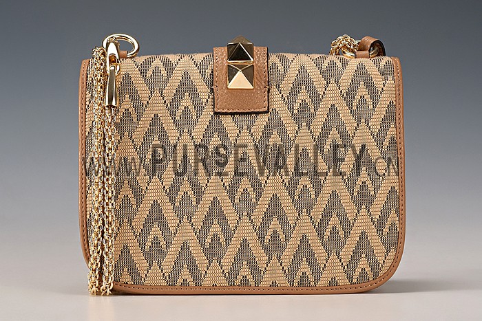 Valentino Viva Valentino Fabric Rockstud Bag Tan