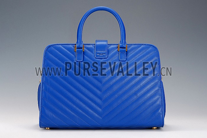 Saint Laurent Monogram Cabas Royal Blue Matelasse Leather Bag