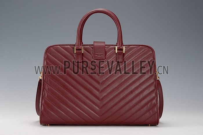 Saint Laurent Monogram Cabas Bordeaux Matelasse Leather Bag