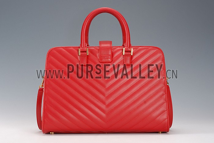 Saint Laurent Monogram Cabas Red Matelasse Leather Bag