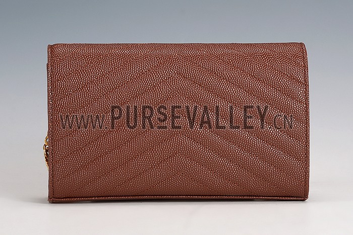 Saint Laurent Classic Monogramme Chain Wallet Brown