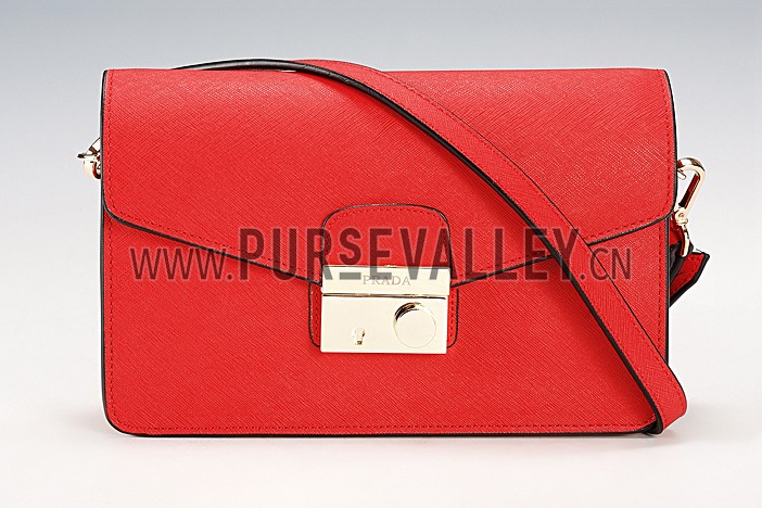 Prada Saffiano Leather Lux Small Red Bag
