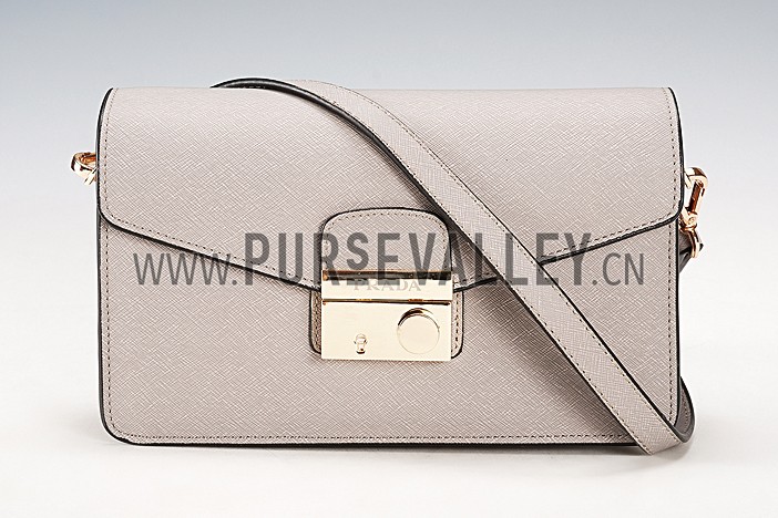 Prada Saffiano Leather Lux Small Grey Bag