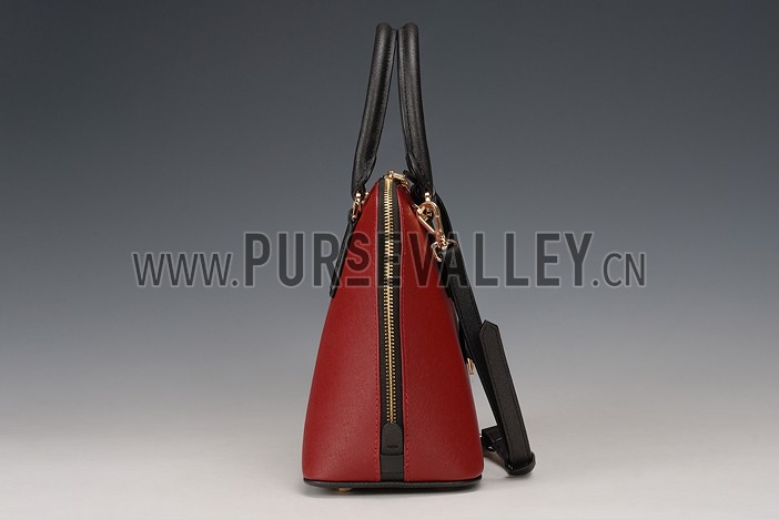Prada Saffiano Promenade Black and Dark Red Tote