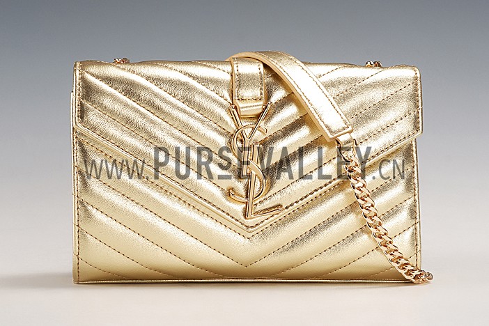 Saint Laurent Small Monogram Gold Bag