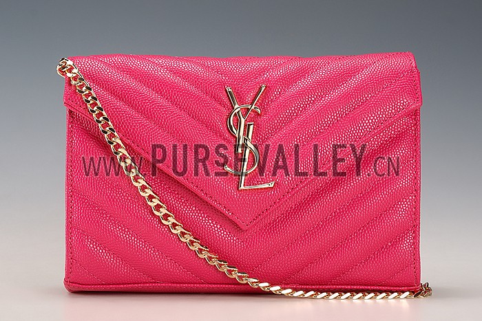 Saint Laurent Monogram Wallet On Chain Fuchsia
