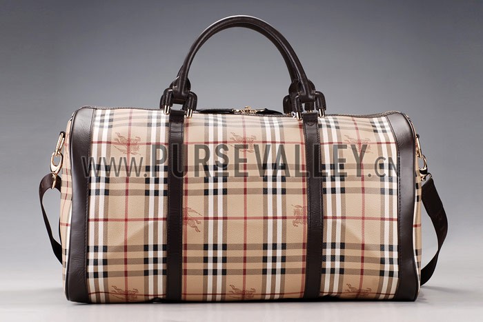 Burberry Haymarket Black Trim Large Duffle Bag
