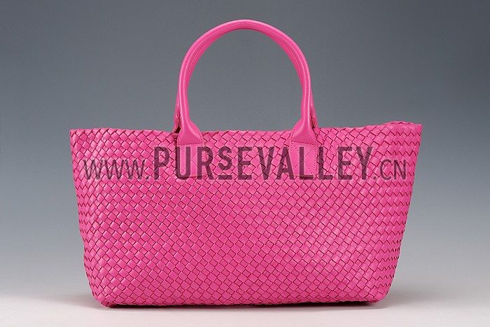 Bottega Veneta Woven Ostrich Large Tote Bright Pink