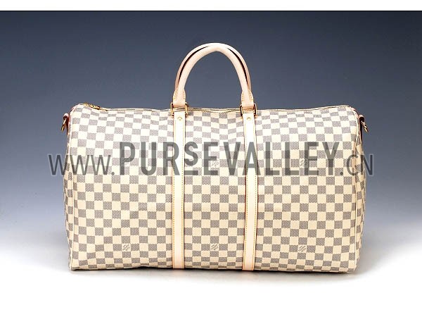 Louis Vuitton Damier Azur Keepall 55 With Shoulder Strap